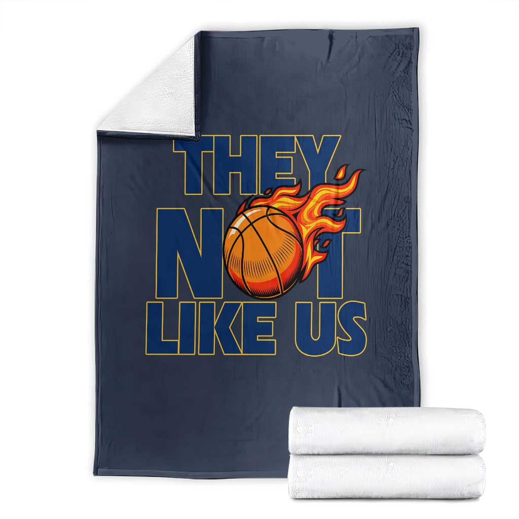 They Not Like Us Basketball Throw Blanket Fierce Flame Ball Graphic for Hooops Fans TS02 Navy Print Your Wear