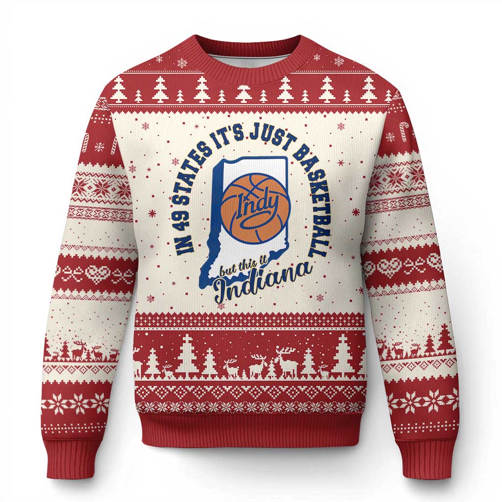 But This Is Indiana Basketball Ugly Christmas Sweater Indy Hoops Pride Sport Lover TS02 Beige Red Print Your Wear