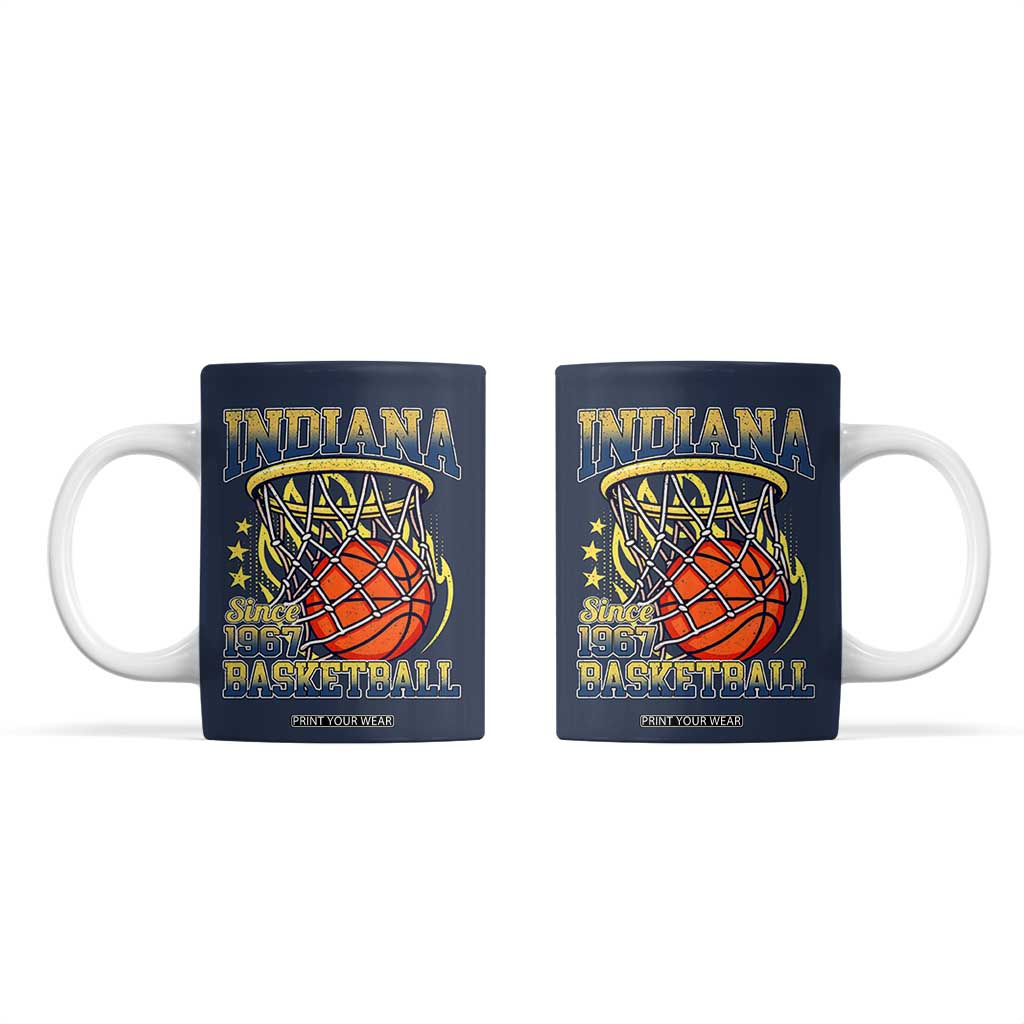 Indiana Basketball Flames Graphic Coffee Mug Vintage 1967 Fan Indy Hoops Pride TS02 Navy Print Your Wear