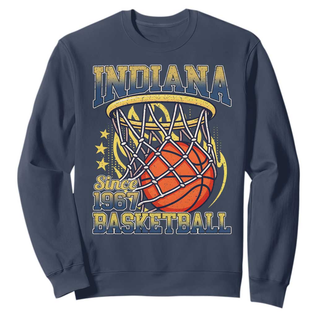 Indiana Basketball Flames Graphic Sweatshirt Vintage 1967 Fan Indy Hoops Pride TS02 Navy Print Your Wear