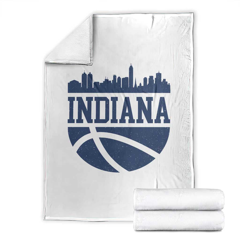 Indiana Skyline Basketball Throw Blanket Distressed Urban Hoops Graphic for Indy Fans TS02 White Print Your Wear