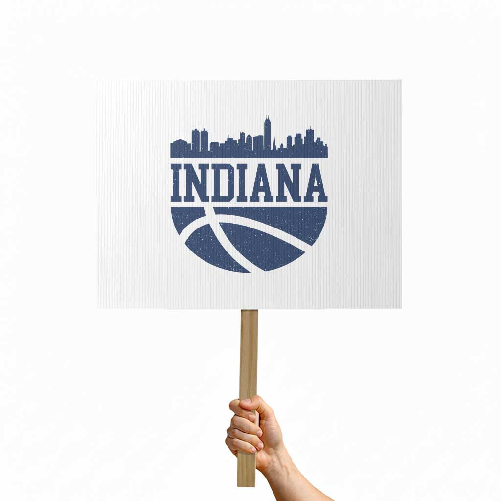 Indiana Skyline Basketball Protest Sign Distressed Urban Hoops Graphic for Indy Fans TS02 Horizontal 18