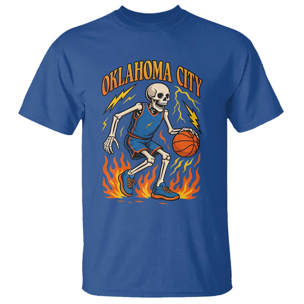 Oklahoma City Basketball Skeleton T Shirt OKC Hoops Fan Life Sport Lover TS02 Royal Blue Print Your Wear