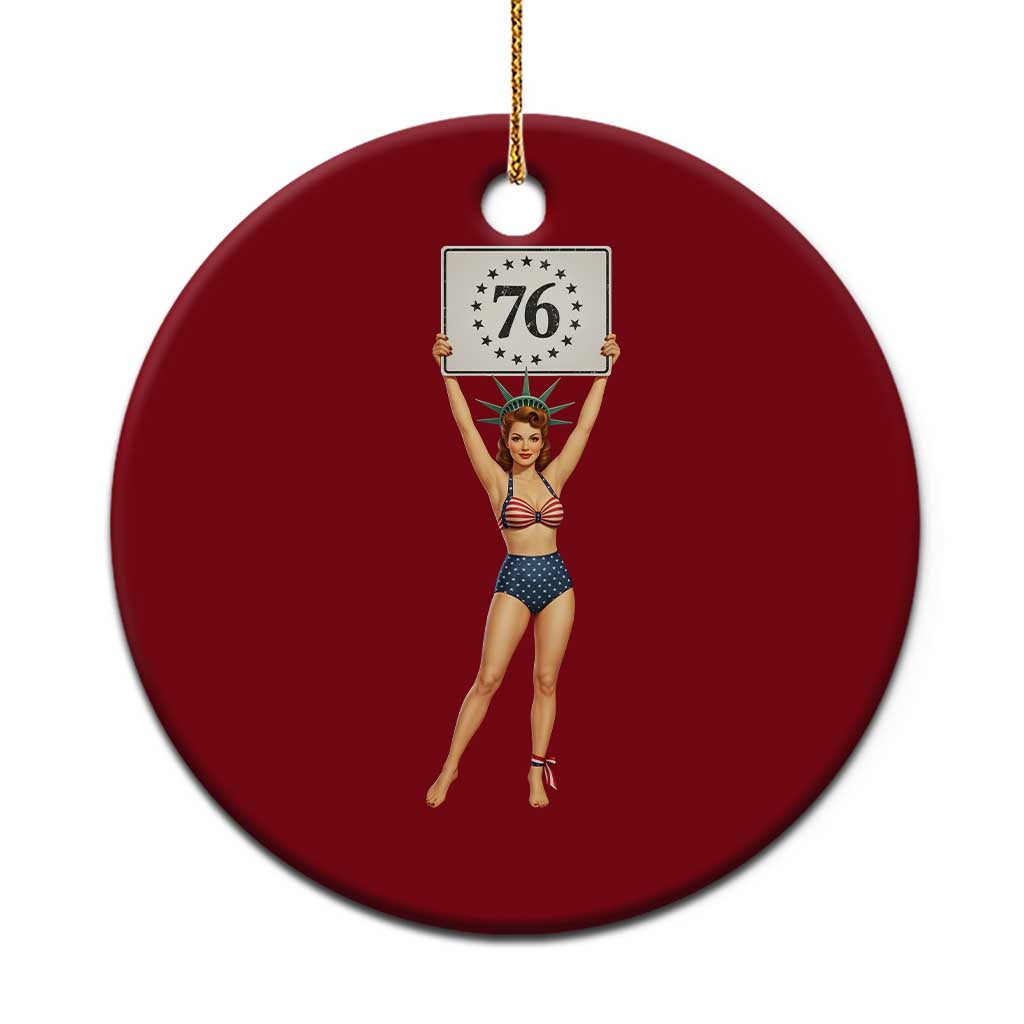 Vintage Patriotic Pin Up Girl 1776 Ceramic Ornament Statue of Liberty Retro Americana Graphic TS02 1pc Red Print Your Wear