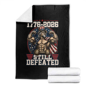 Still Undefeated 1776 to 2026 Muscular Uncle Sam Throw Blanket Buff Bodybuilder American Flag 250th Anniversary Semiquincentennial TS02 Black Print Your Wear