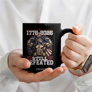 Still Undefeated 1776 to 2026 Muscular Uncle Sam Coffee Mug Buff Bodybuilder American Flag 250th Anniversary Semiquincentennial TS02 Print Your Wear