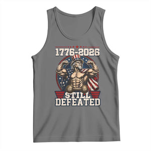 Still Undefeated 1776 to 2026 Muscular Uncle Sam Tank Top Buff Bodybuilder American Flag 250th Anniversary Semiquincentennial TS02 Black Heather Print Your Wear