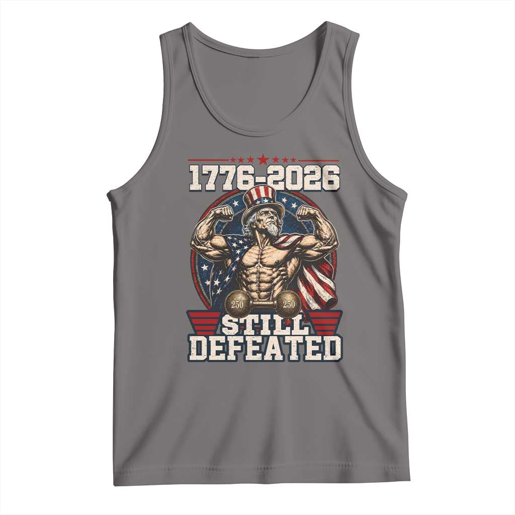 Still Undefeated 1776 to 2026 Muscular Uncle Sam Tank Top Buff Bodybuilder American Flag 250th Anniversary Semiquincentennial TS02 Deep Heather Print Your Wear