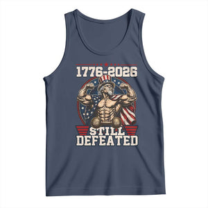 Still Undefeated 1776 to 2026 Muscular Uncle Sam Tank Top Buff Bodybuilder American Flag 250th Anniversary Semiquincentennial TS02 Navy Print Your Wear