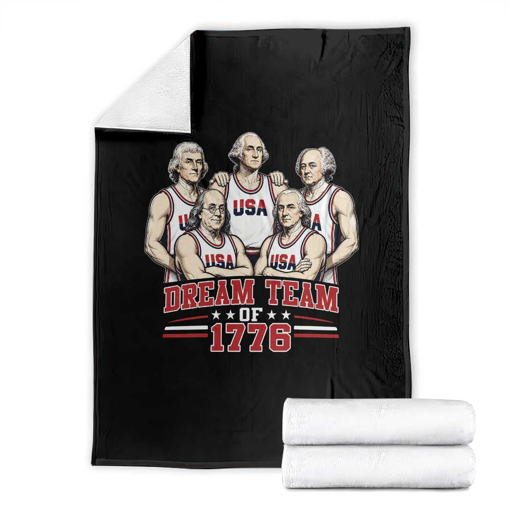 Dream Team of 1776 Funny Founding Fathers Basketball Players Throw Blanket Patriotic Sports Team Parody 4th of July 250th Anniversary TS02 Black Print Your Wear