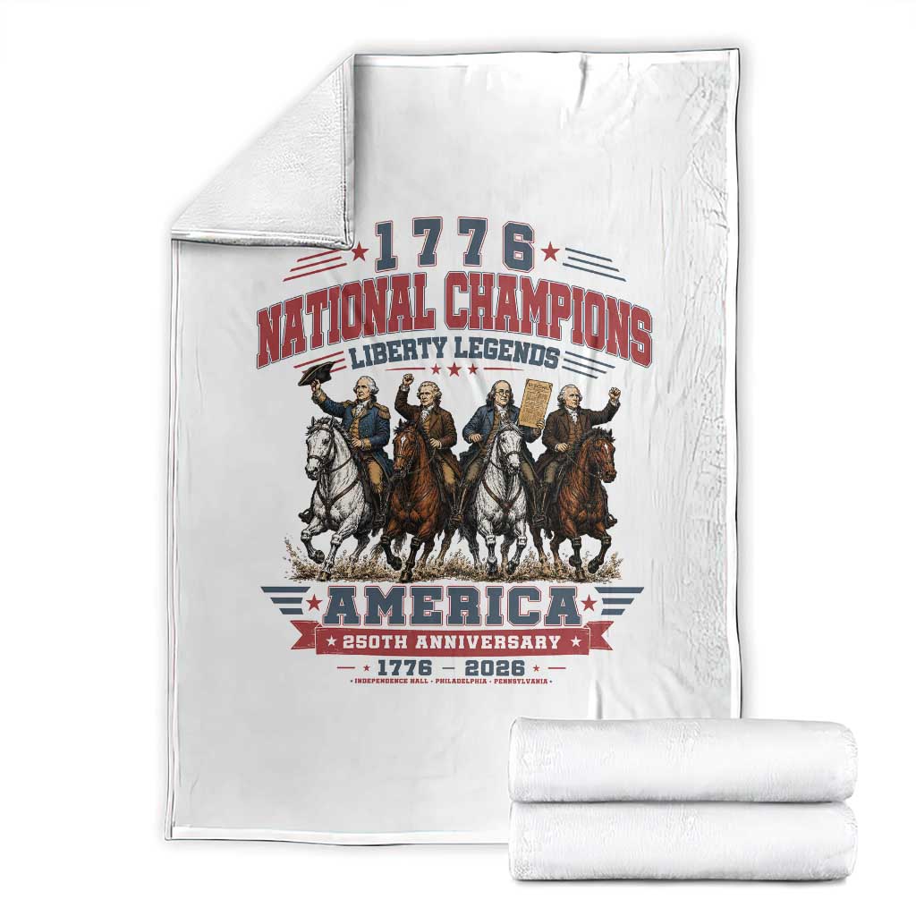 1776 National Champions Liberty Legends Vintage Throw Blanket Horseback Founding Fathers America 250th Anniversary TS02 White Print Your Wear