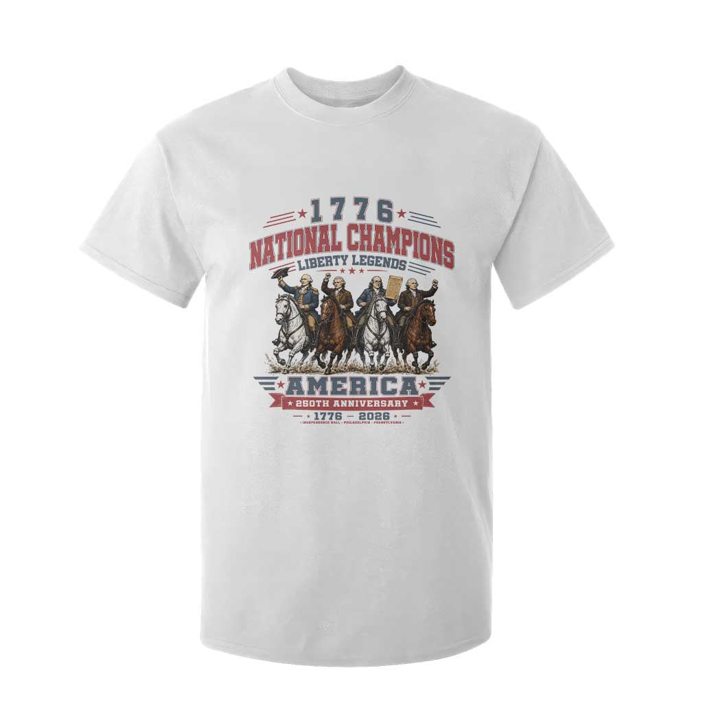 1776 National Champions Liberty Legends Vintage T Shirt For Kid Horseback Founding Fathers America 250th Anniversary TS02 White Print Your Wear