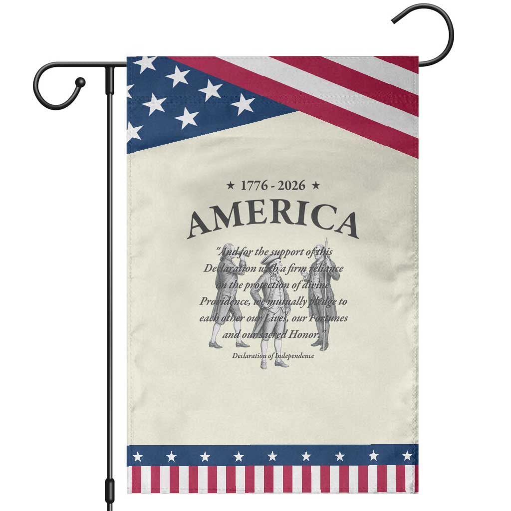 Declaration of Independence Sacred Honor Quote Graphic Patriotic Garden Flag Vintage 1776 to 2026 America History TS02 Modern Beige Blue Print Your Wear