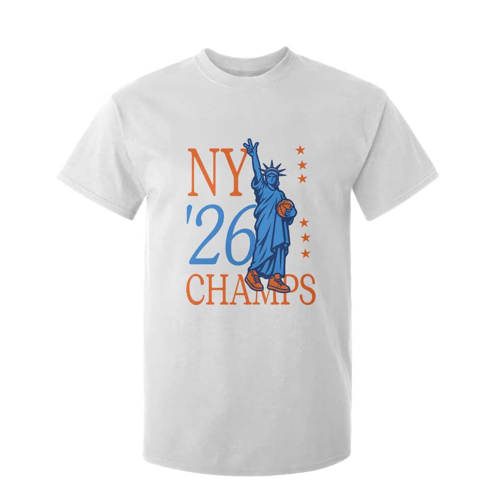 New York 2026 Pride Statue of Liberty Holding Basketball Graphic T Shirt For Kid Retro NY 26 Champs Sports Fans TS02 White Print Your Wear