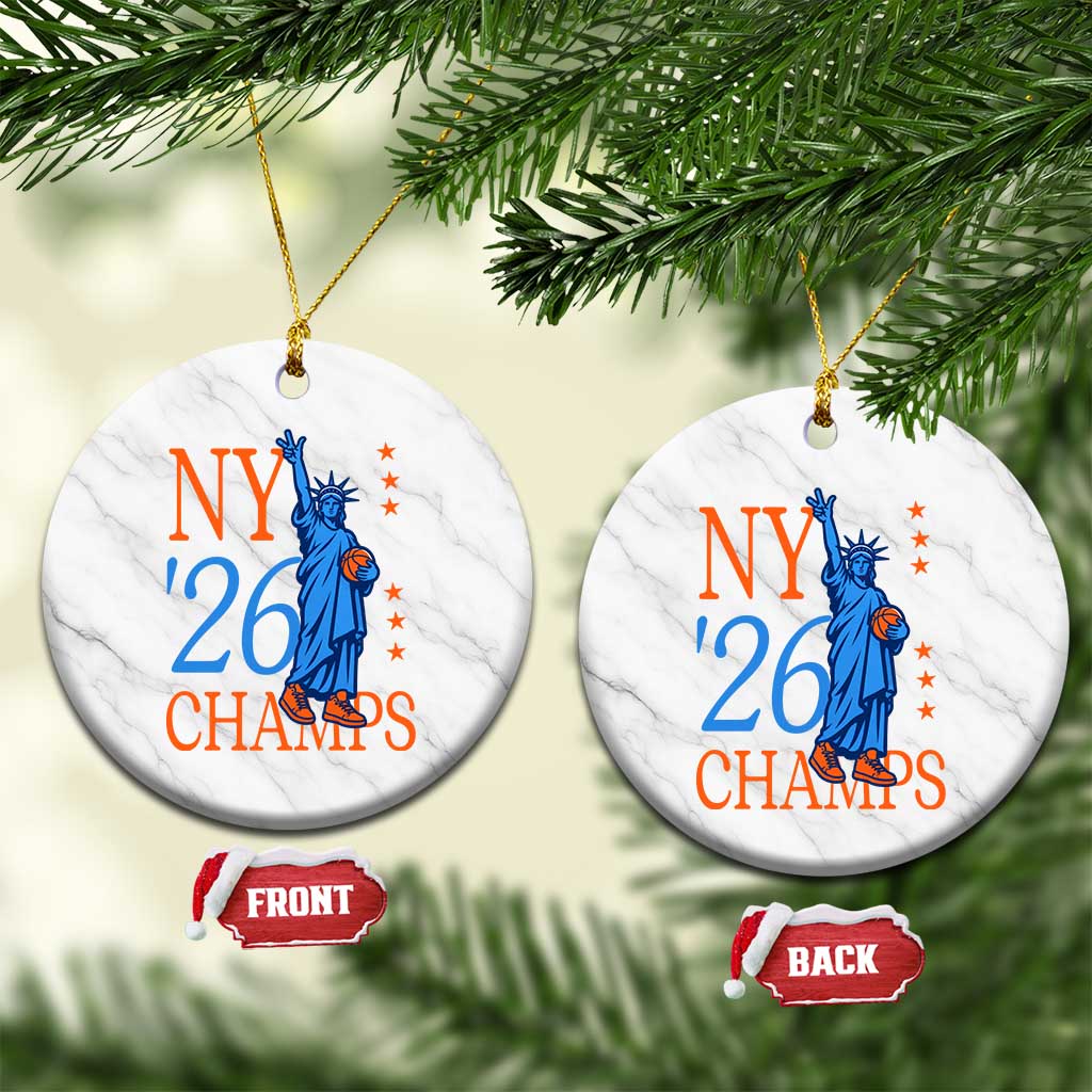 New York 2026 Pride Statue of Liberty Holding Basketball Graphic Ceramic Ornament Retro NY 26 Champs Sports Fans TS02 1pc White Marble Print Your Wear