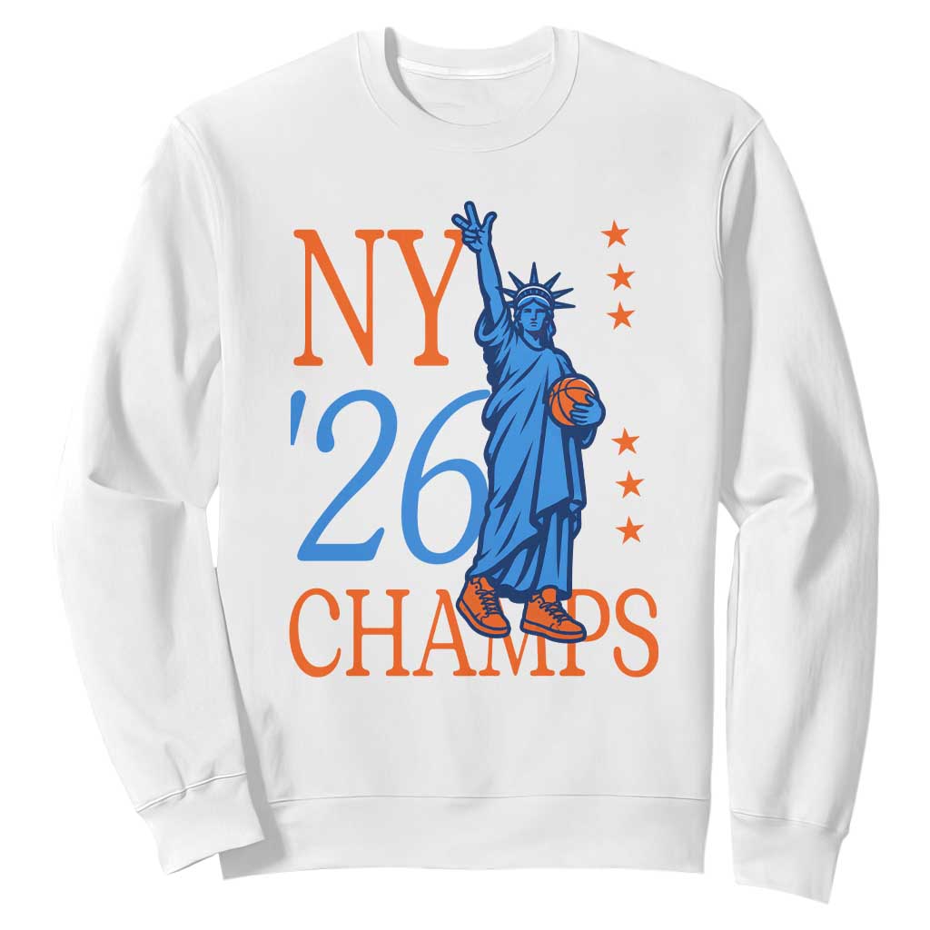 New York 2026 Pride Statue of Liberty Holding Basketball Graphic Sweatshirt Retro NY 26 Champs Sports Fans TS02 White Print Your Wear