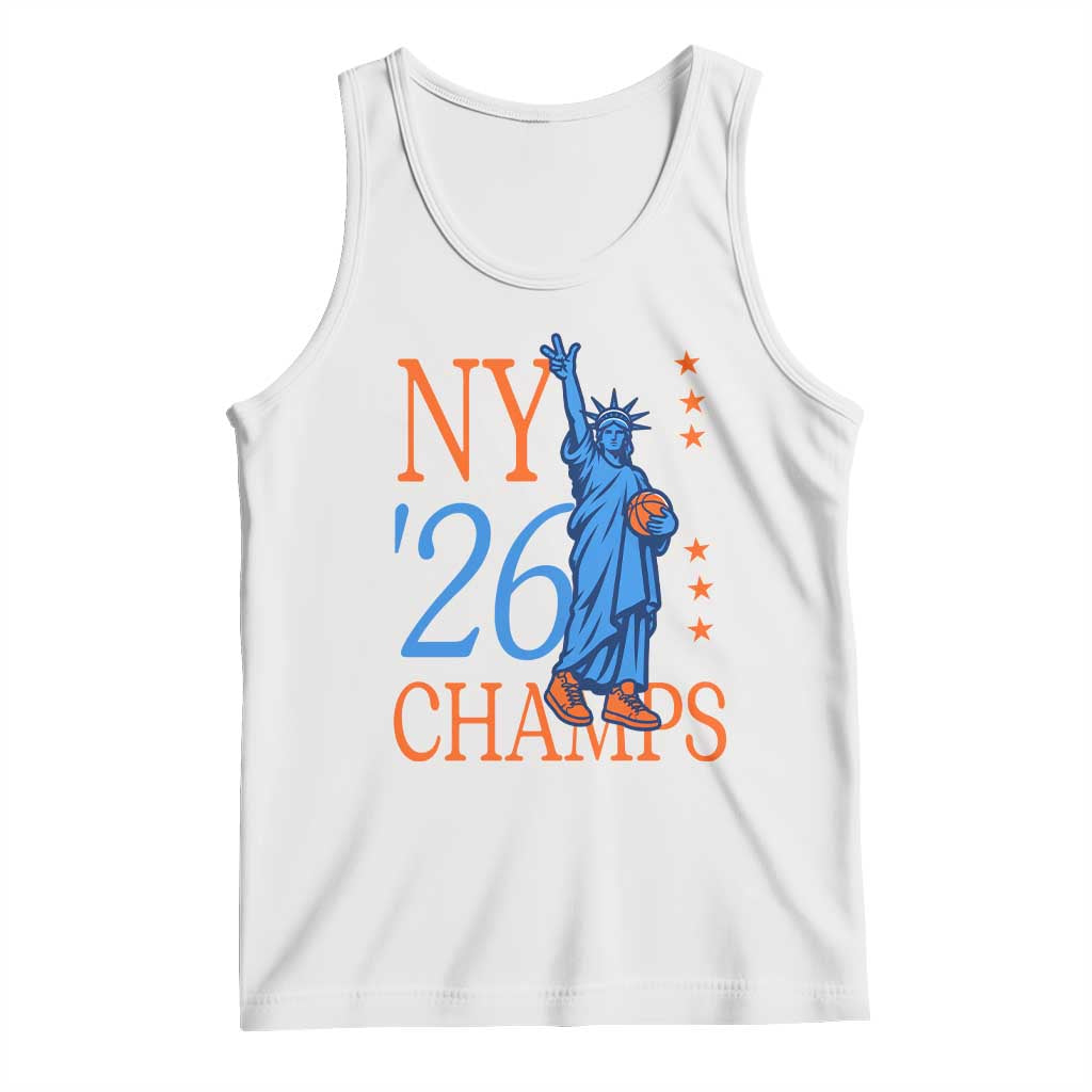 New York 2026 Pride Statue of Liberty Holding Basketball Graphic Tank Top Retro NY 26 Champs Sports Fans TS02 White Print Your Wear