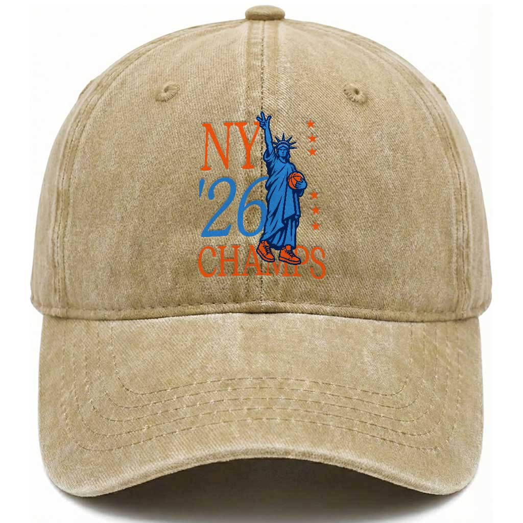 New York 2026 Pride Statue of Liberty Holding Basketball Graphic Washed Cotton Baseball Cap Retro NY 26 Champs Sports Fans TS02 Print Your Wear
