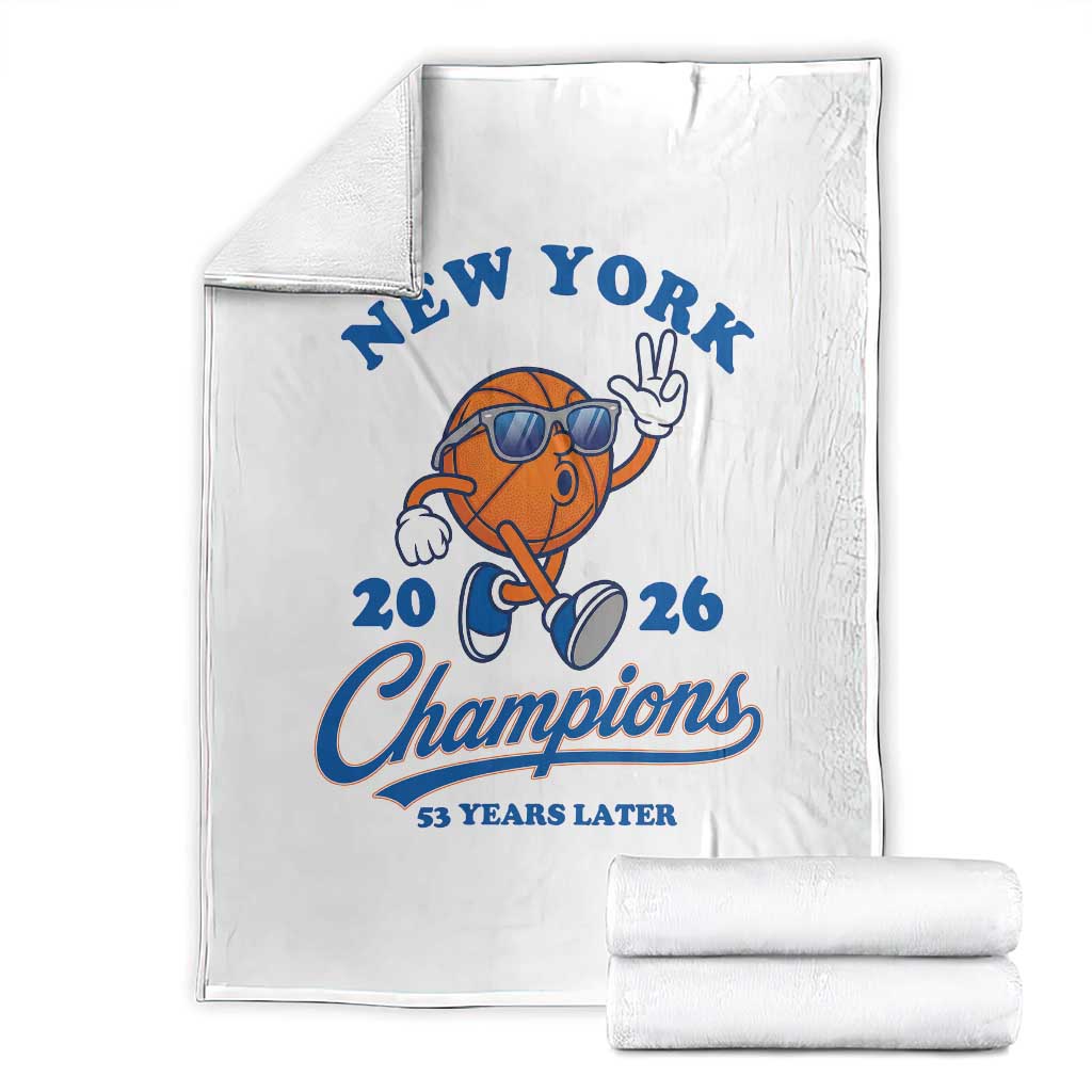 Funny New York 2026 Hoops Fan Graphic Throw Blanket Vintage 26 Champions Pride 53 Years Later TS02 White Print Your Wear
