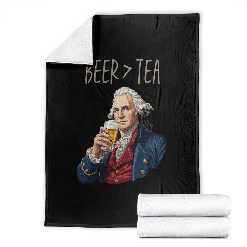 Beer Greater Than Tea Funny Founding Fathers Throw Blanket American History Drinking Boston Tea Party Sarcasm TS02 Black Print Your Wear