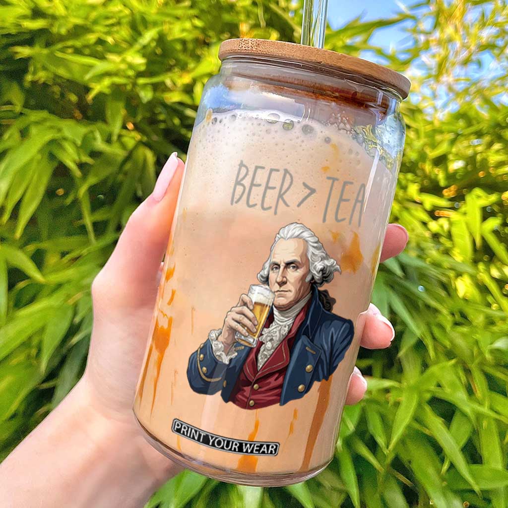 Beer Greater Than Tea Funny Founding Fathers Glass Can American History Drinking Boston Tea Party Sarcasm TS02 Black Print Your Wear
