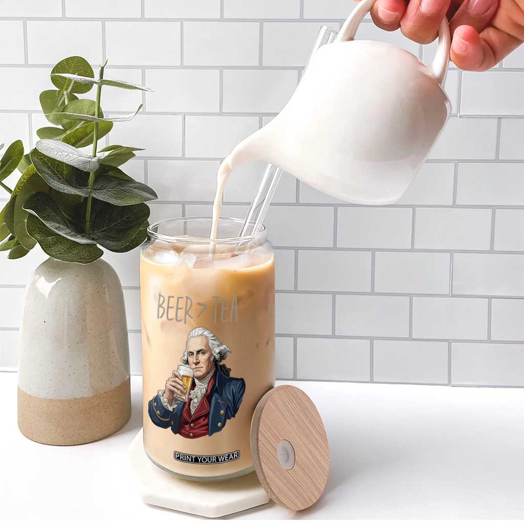 Beer Greater Than Tea Funny Founding Fathers Glass Can American History Drinking Boston Tea Party Sarcasm TS02 Print Your Wear