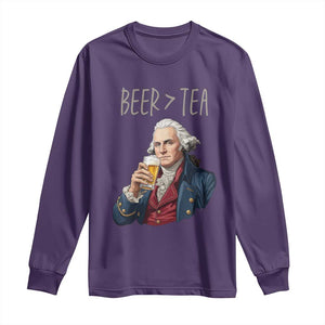 Beer Greater Than Tea Funny Founding Fathers Long Sleeve Shirt American History Drinking Boston Tea Party Sarcasm TS02 Purple Print Your Wear
