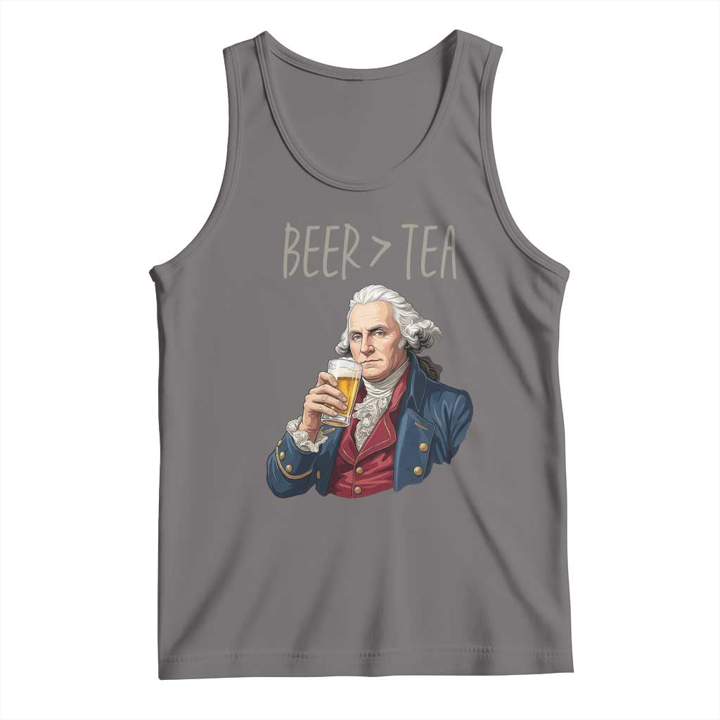 Beer Greater Than Tea Funny Founding Fathers Tank Top American History Drinking Boston Tea Party Sarcasm TS02 Deep Heather Print Your Wear