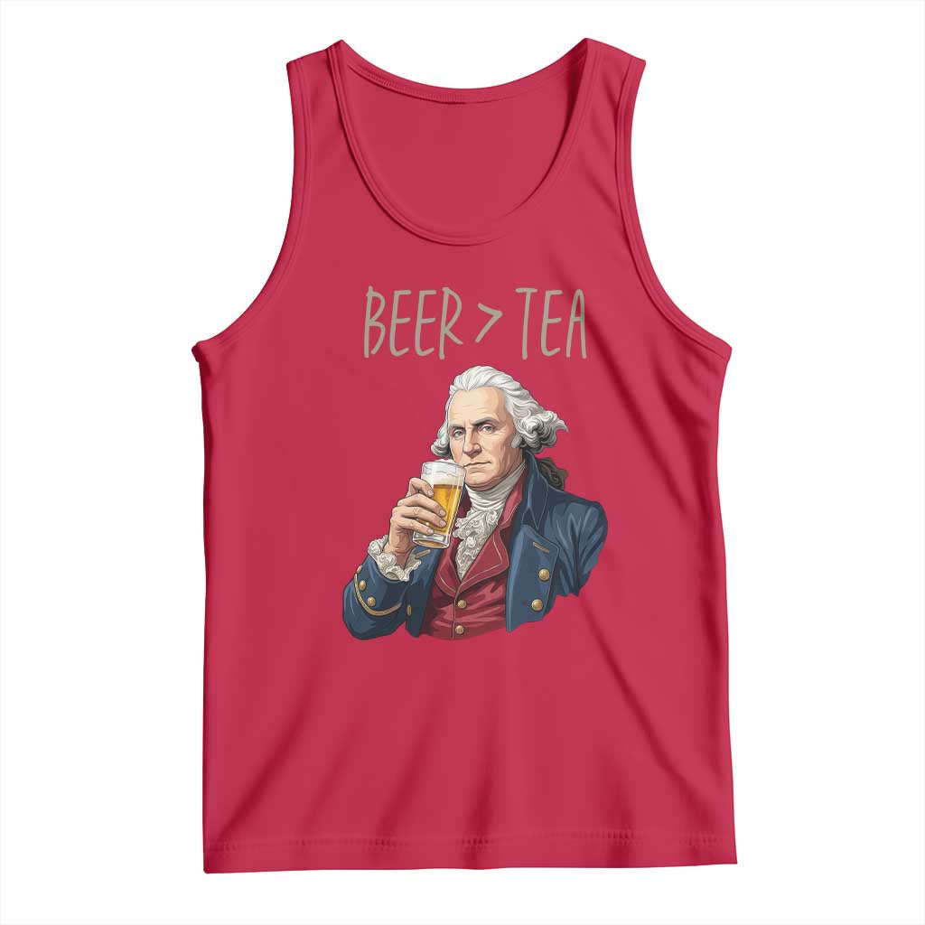 Beer Greater Than Tea Funny Founding Fathers Tank Top American History Drinking Boston Tea Party Sarcasm TS02 Red Print Your Wear