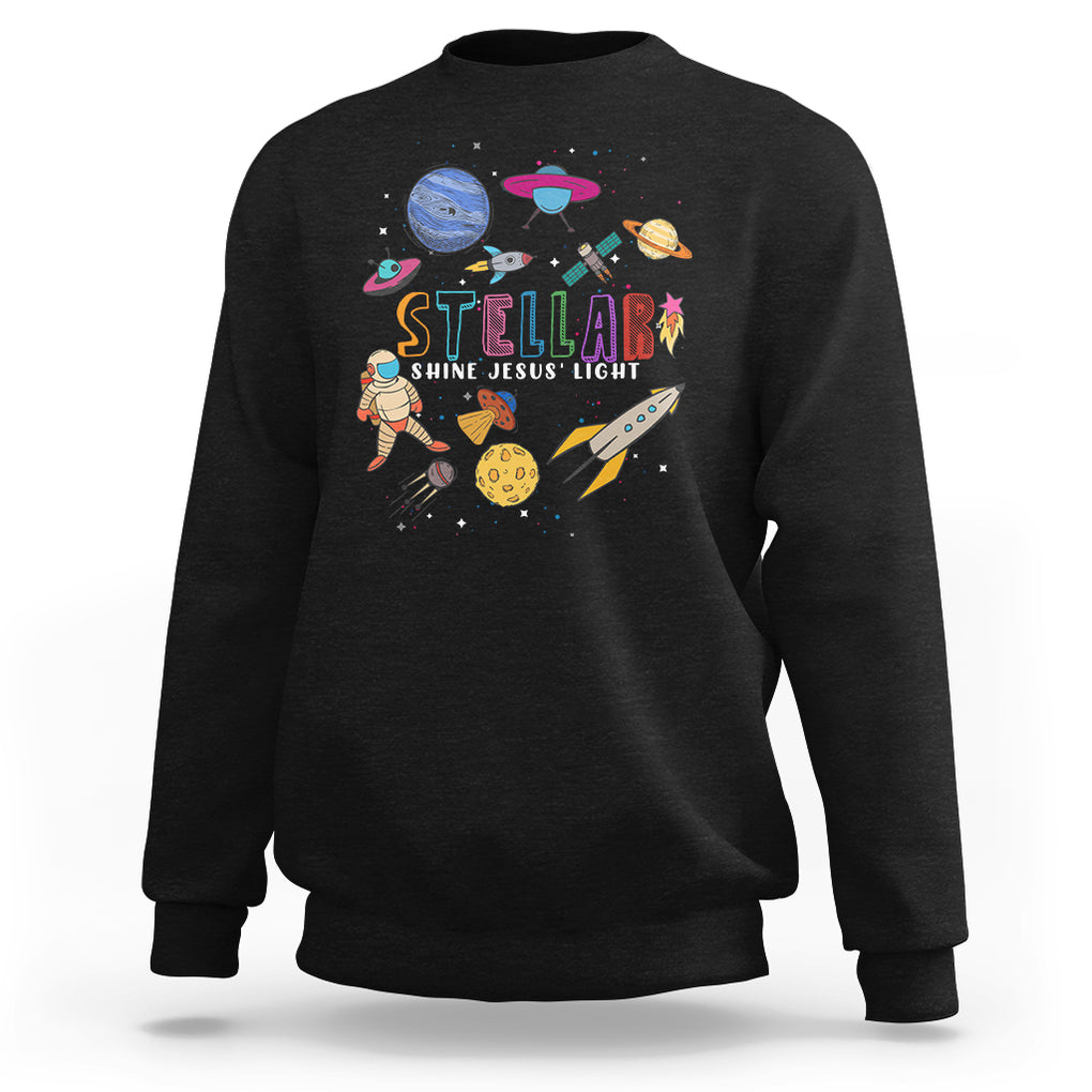 VBS Stellar Sweatshirt Stellar VBS Shine Jesus Light Vacation Bible School Space TS02 Charcoal Printyourwear