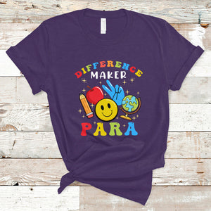 Difference Maker Para Teacher Paraprofessional Paraeducator T Shirt TS02 Purple Printyourwear