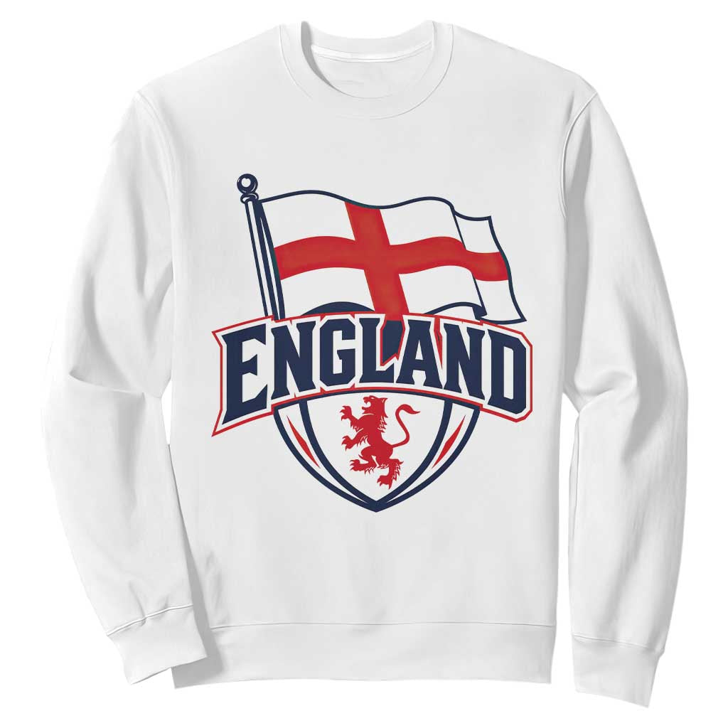 England Patriotic Crest St George Cross Flag Graphic Sweatshirt English Lion Crest Heritage Pride Souvenir TS02 White Print Your Wear