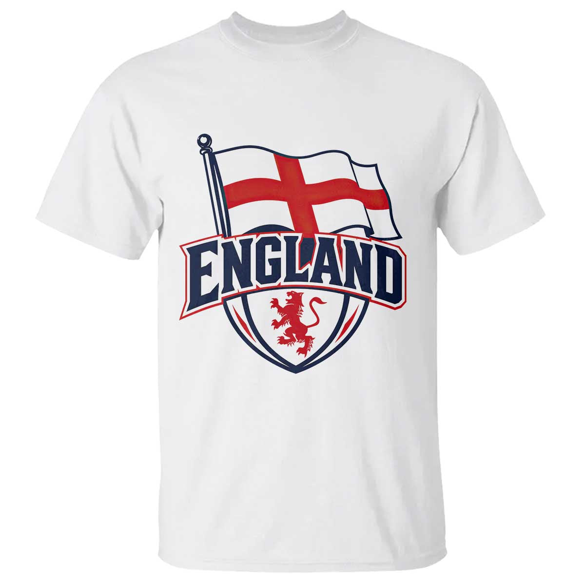 England Patriotic Crest St George Cross Flag Graphic T Shirt English Lion Crest Heritage Pride Souvenir TS02 White Print Your Wear