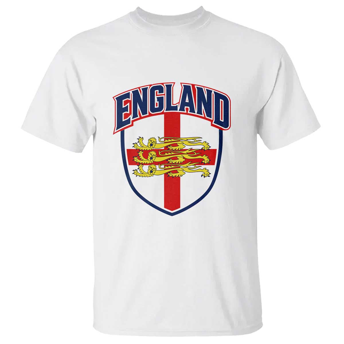 England Flag Lion Crest St George Cross Shield Crest T Shirt Vintage Patriotic English Sport Fan Graphic TS02 White Print Your Wear