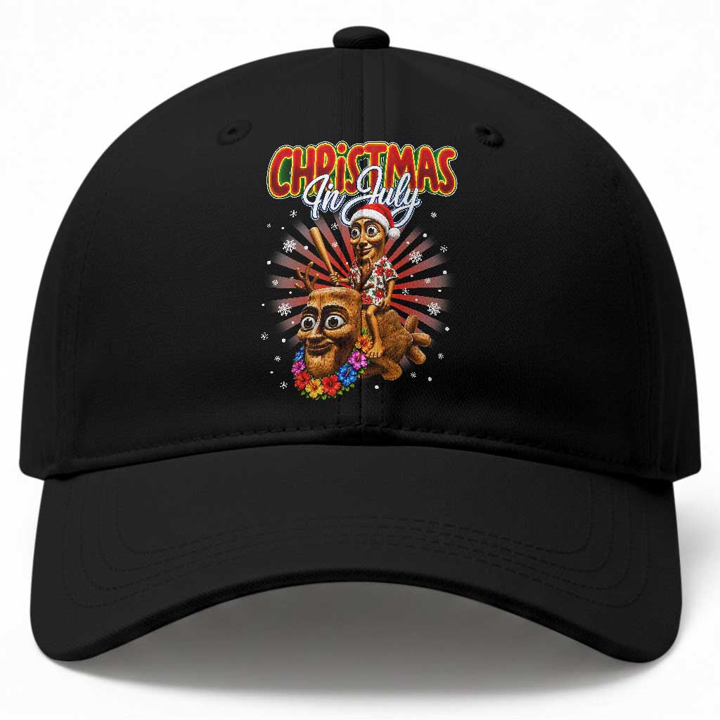 Christmas In July Tung Tung Tung TTT Sahur Cursed Meme Baseball Cap Funny Ironic Tropical Summer Hawaiian Holiday Surreal TS02 Print Your Wear