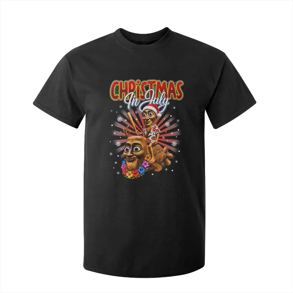 Christmas In July Tung Tung Tung TTT Sahur Cursed Meme T Shirt For Kid Funny Ironic Tropical Summer Hawaiian Holiday Surreal TS02 Black Print Your Wear
