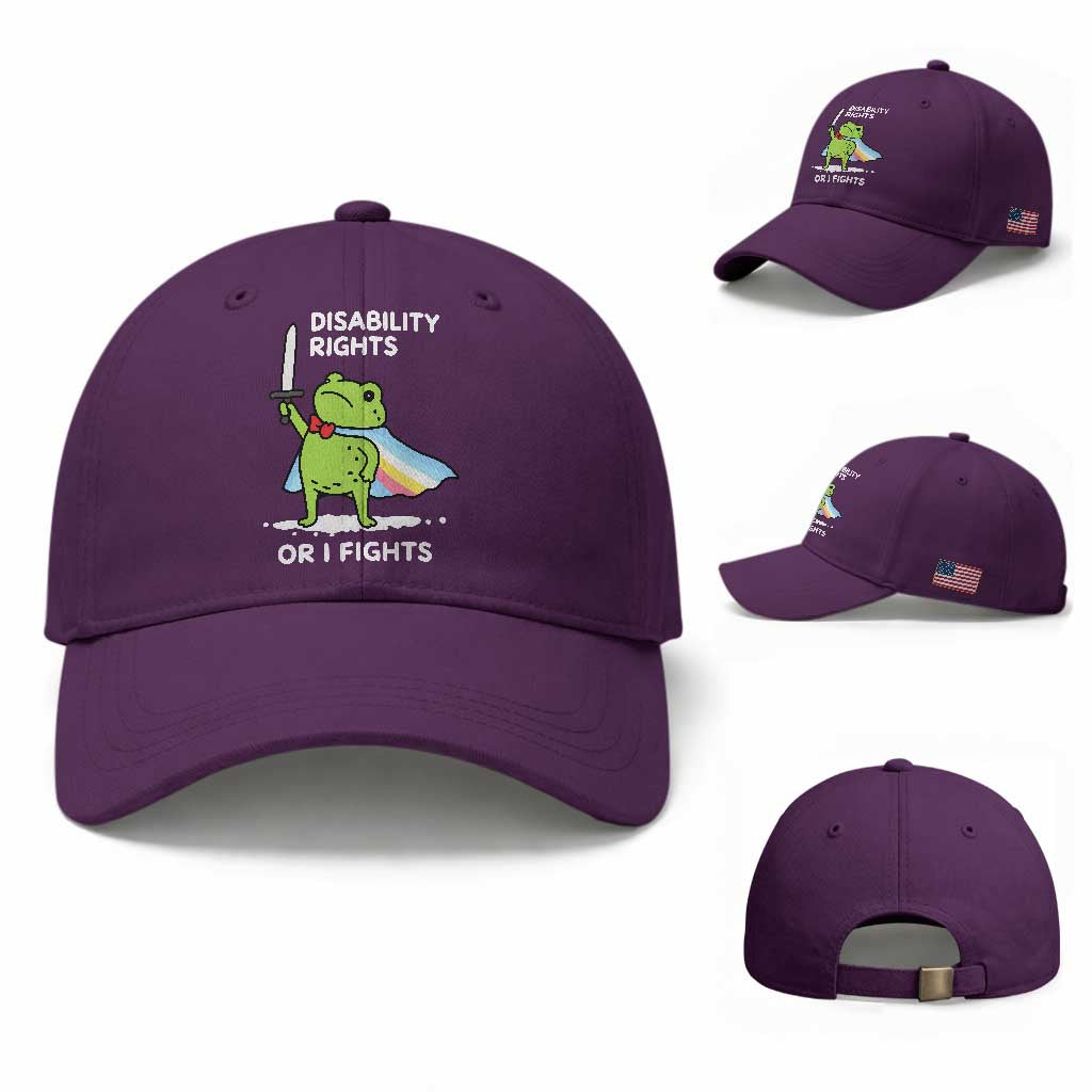 Funny Frog Disability Pride Flag Warrior Baseball Cap Disability Rights Or I Fights TS02 Baseball Cap Universal Fit Purple Print Your Wear