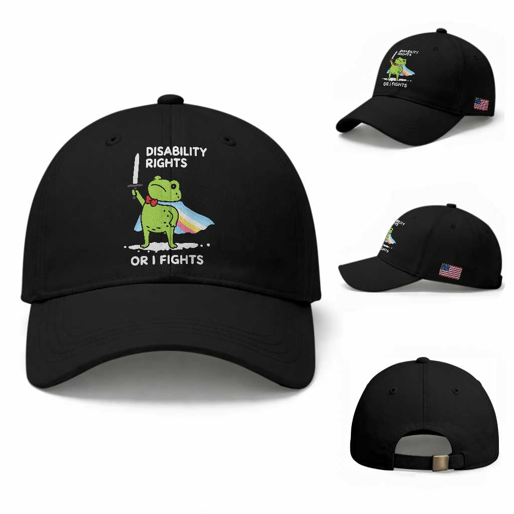 Funny Frog Disability Pride Flag Warrior Baseball Cap Disability Rights Or I Fights TS02 Baseball Cap Universal Fit Black Print Your Wear
