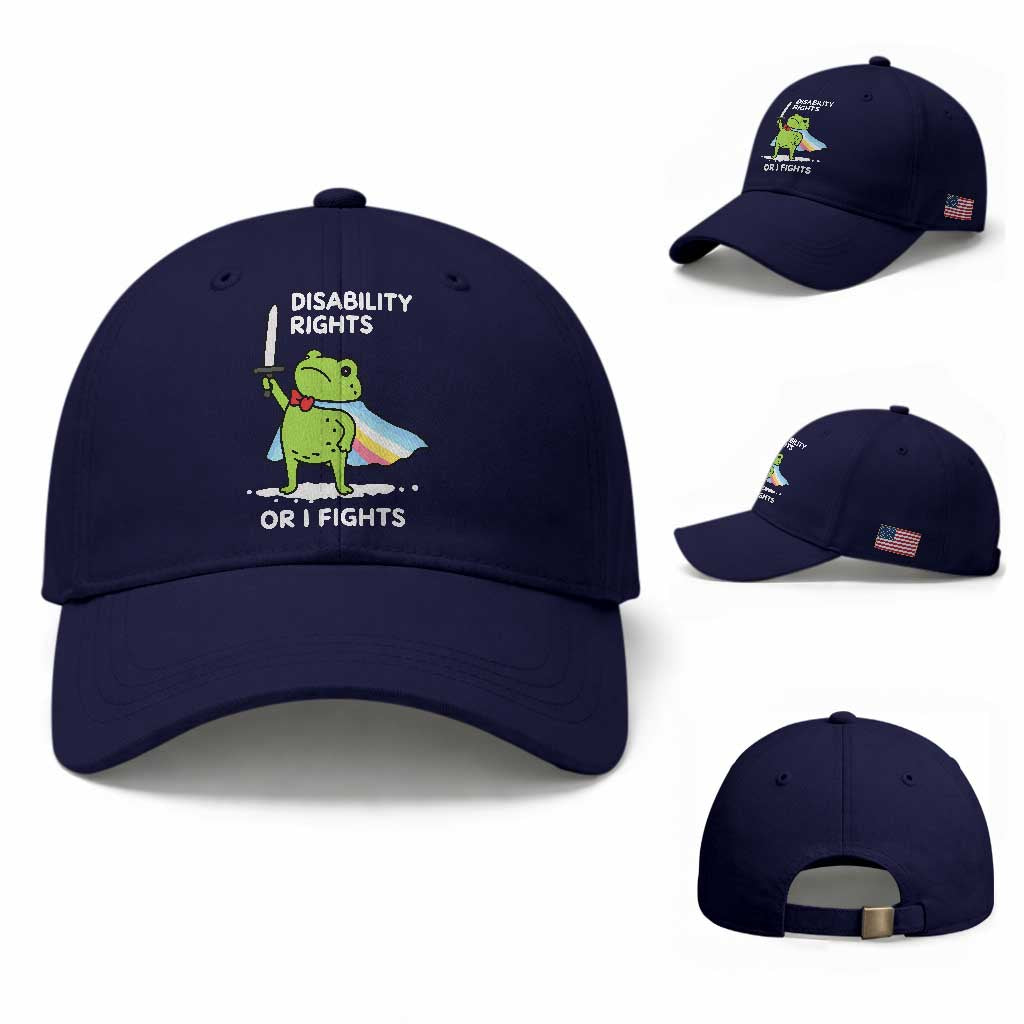 Funny Frog Disability Pride Flag Warrior Baseball Cap Disability Rights Or I Fights TS02 Baseball Cap Universal Fit Dark Blue Print Your Wear