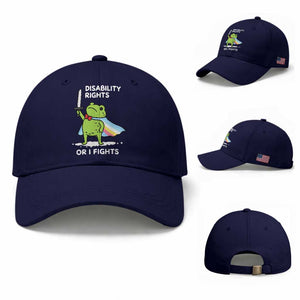 Funny Frog Disability Pride Flag Warrior Baseball Cap Disability Rights Or I Fights TS02 Baseball Cap Universal Fit Dark Blue Print Your Wear