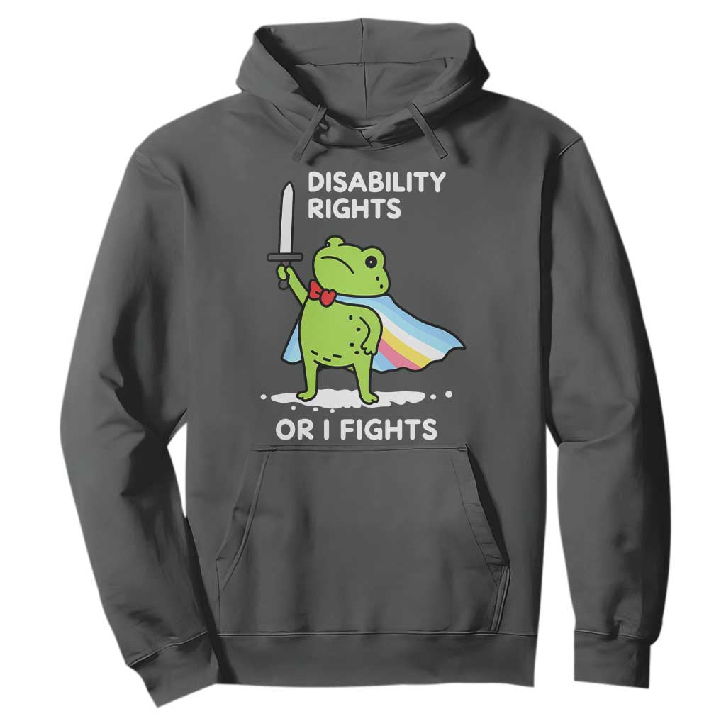 Funny Frog Disability Pride Flag Warrior Hoodie Disability Rights Or I Fights TS02 Dark Heather Print Your Wear