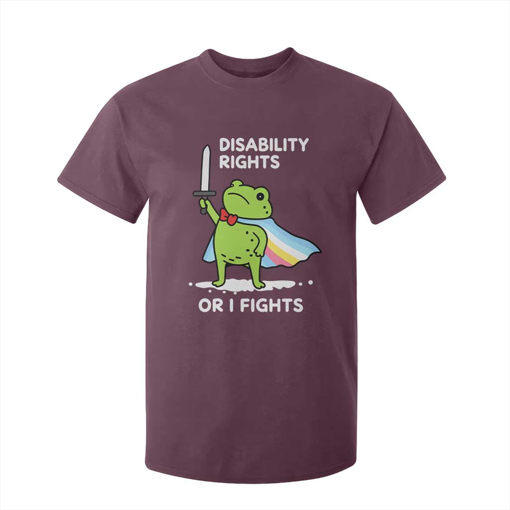 Funny Frog Disability Pride Flag Warrior T Shirt For Kid Disability Rights Or I Fights TS02 Maroon Print Your Wear