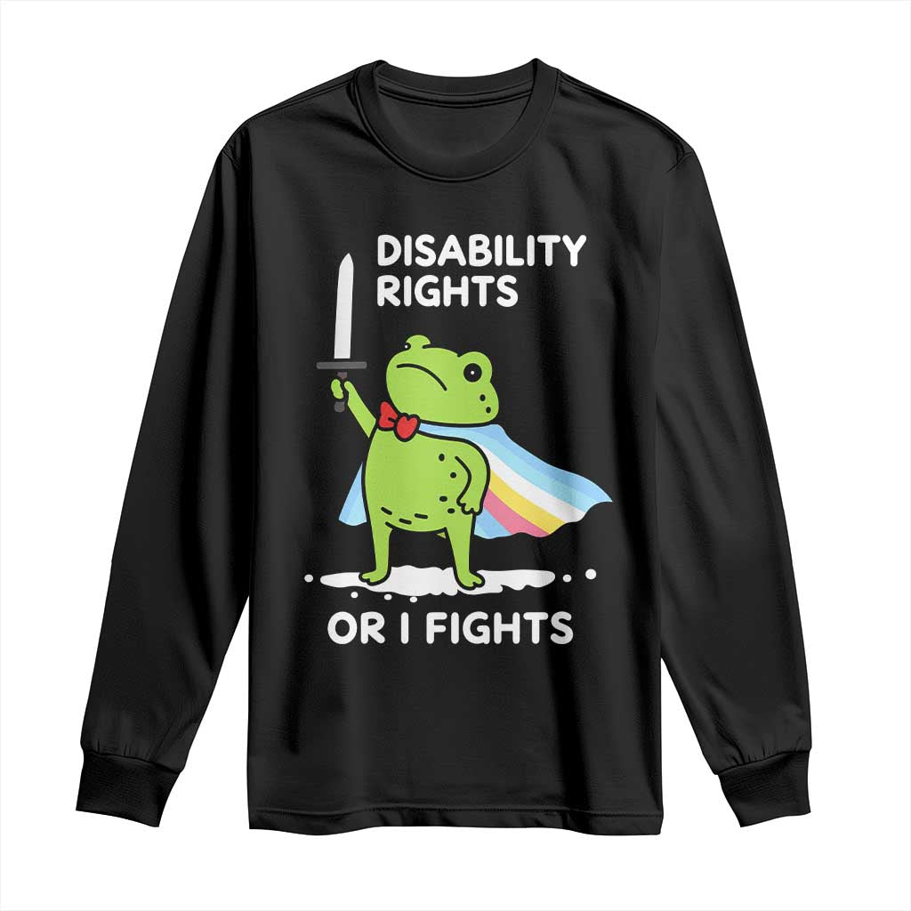 Funny Frog Disability Pride Flag Warrior Long Sleeve Shirt Disability Rights Or I Fights TS02 Black Print Your Wear