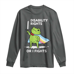 Funny Frog Disability Pride Flag Warrior Long Sleeve Shirt Disability Rights Or I Fights TS02 Dark Heather Print Your Wear