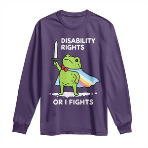Funny Frog Disability Pride Flag Warrior Long Sleeve Shirt Disability Rights Or I Fights TS02 Purple Print Your Wear