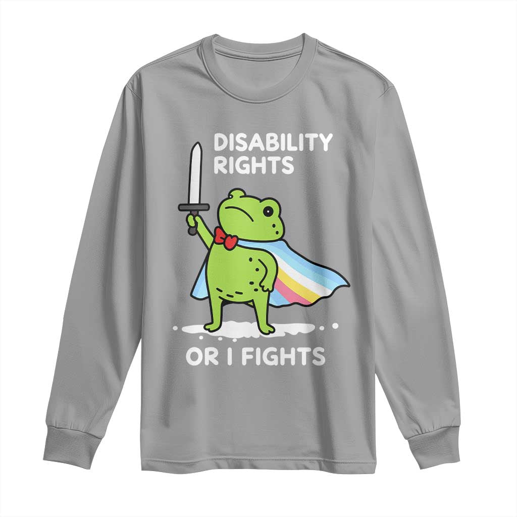 Funny Frog Disability Pride Flag Warrior Long Sleeve Shirt Disability Rights Or I Fights TS02 Sport Gray Print Your Wear