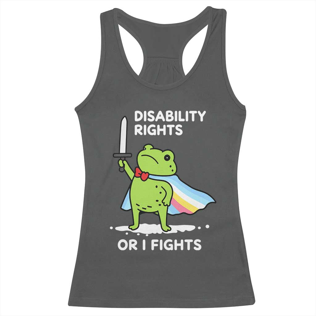 Funny Frog Disability Pride Flag Warrior Racerback Tank Top Disability Rights Or I Fights TS02 Dark Heather Print Your Wear