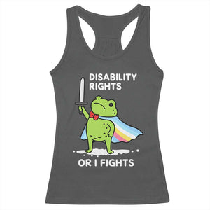 Funny Frog Disability Pride Flag Warrior Racerback Tank Top Disability Rights Or I Fights TS02 Dark Heather Print Your Wear