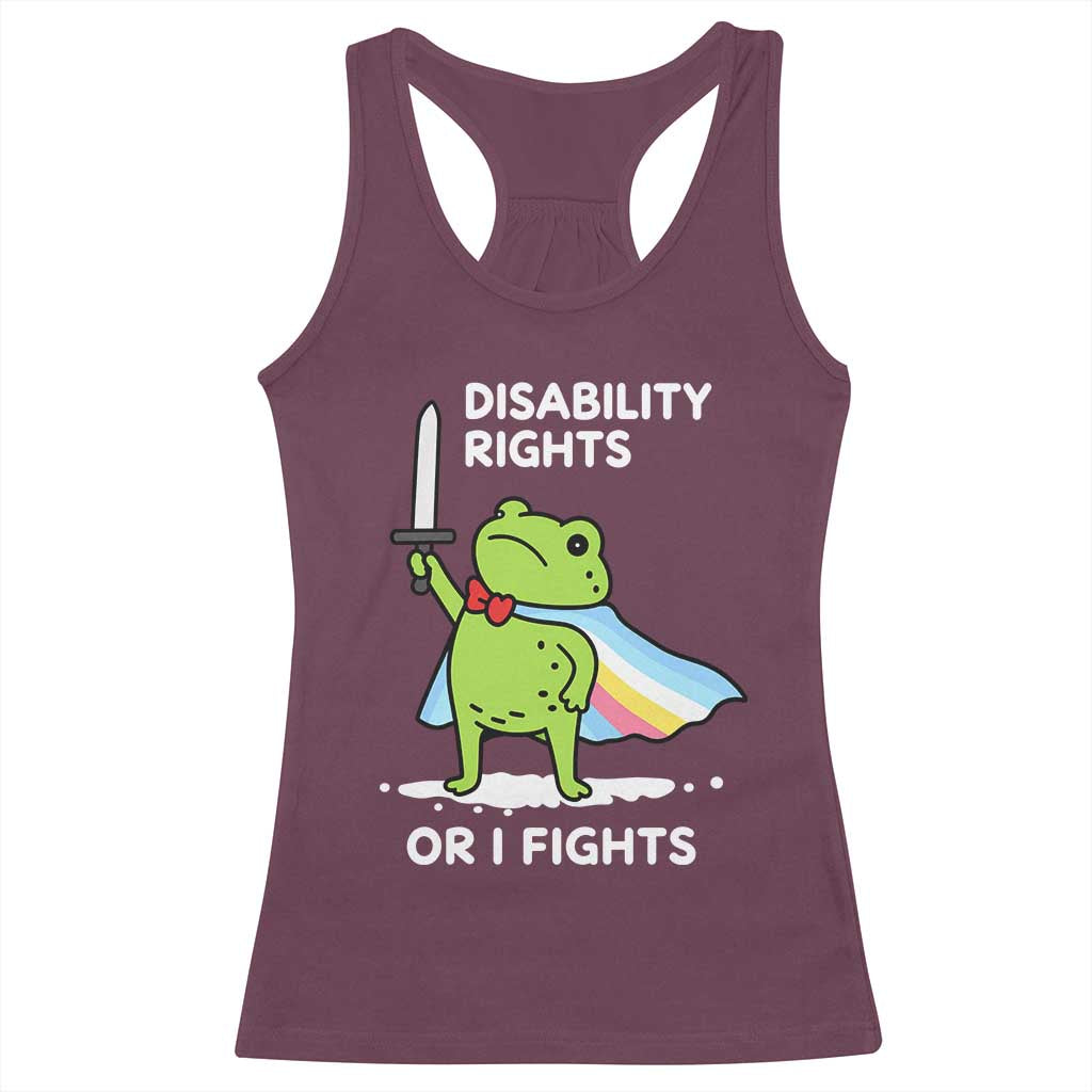Funny Frog Disability Pride Flag Warrior Racerback Tank Top Disability Rights Or I Fights TS02 Maroon Print Your Wear