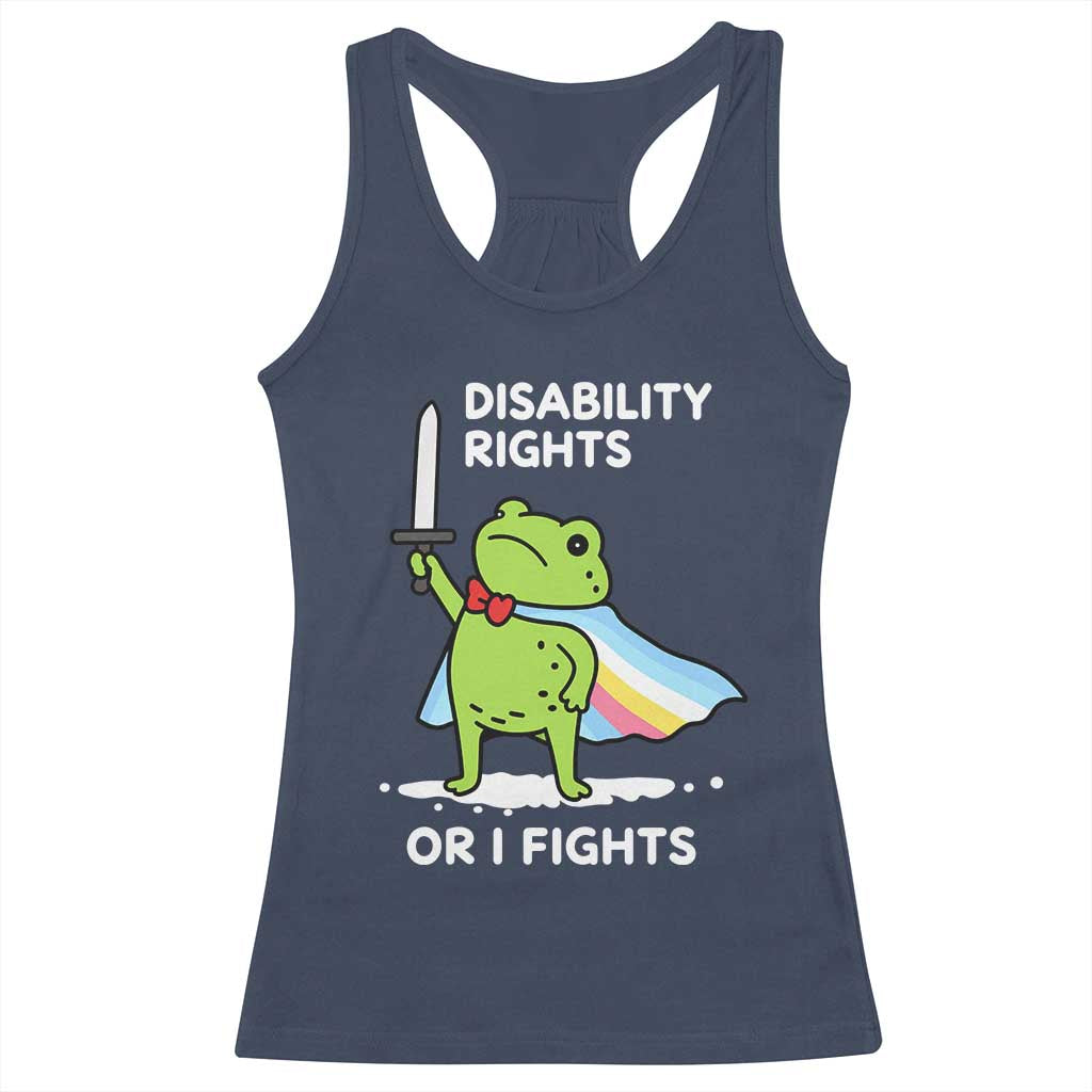 Funny Frog Disability Pride Flag Warrior Racerback Tank Top Disability Rights Or I Fights TS02 Navy Print Your Wear